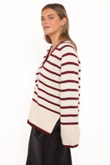 Aydee Cardigan - Cherry Stripe
