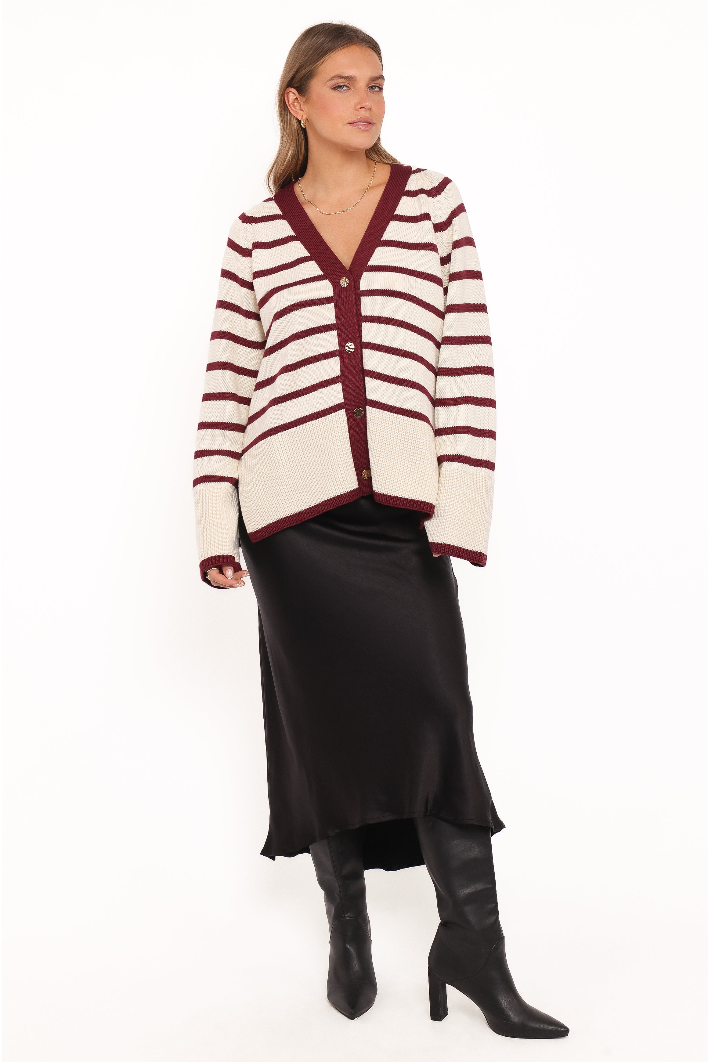 Aydee Cardigan - Cherry Stripe