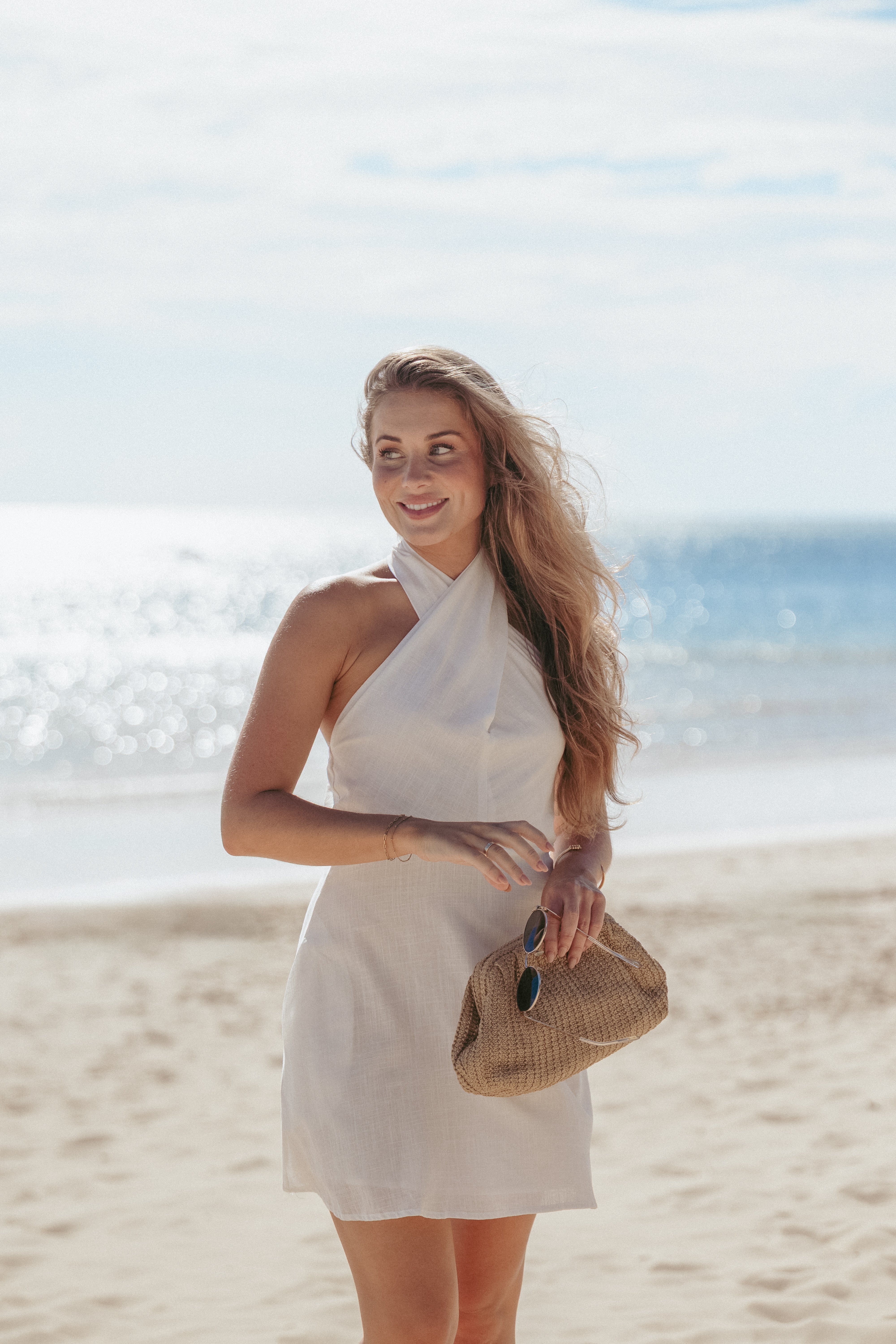 Betsy Halterneck Mini Dress - White