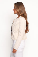 Braided Trim Crop Jacket - Ecru