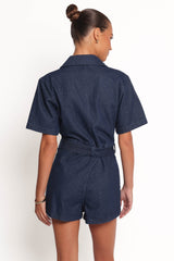 Bruna Denim Romper - Dark Wash