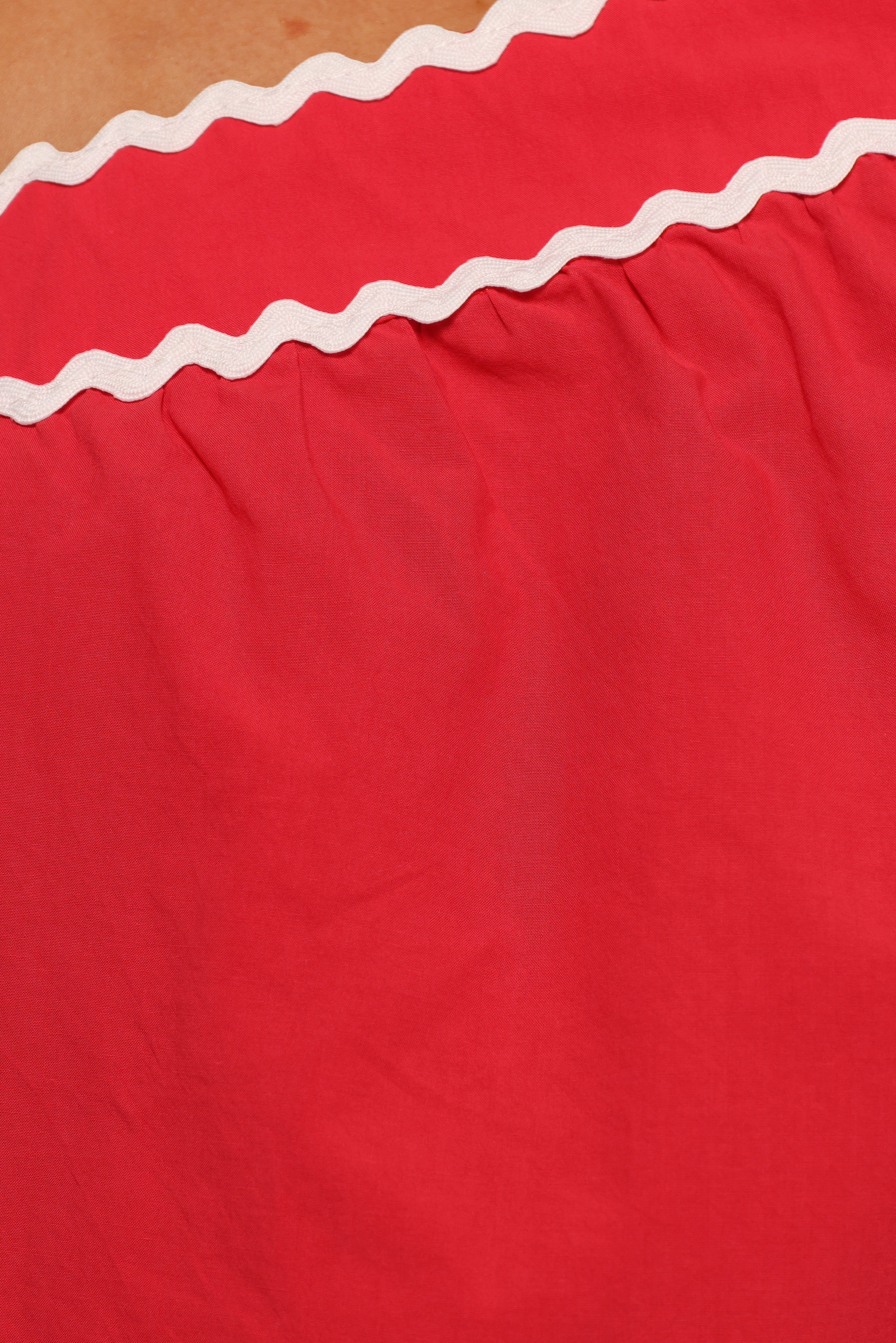 Brynlee One Shoulder Midi Dress - Red/White