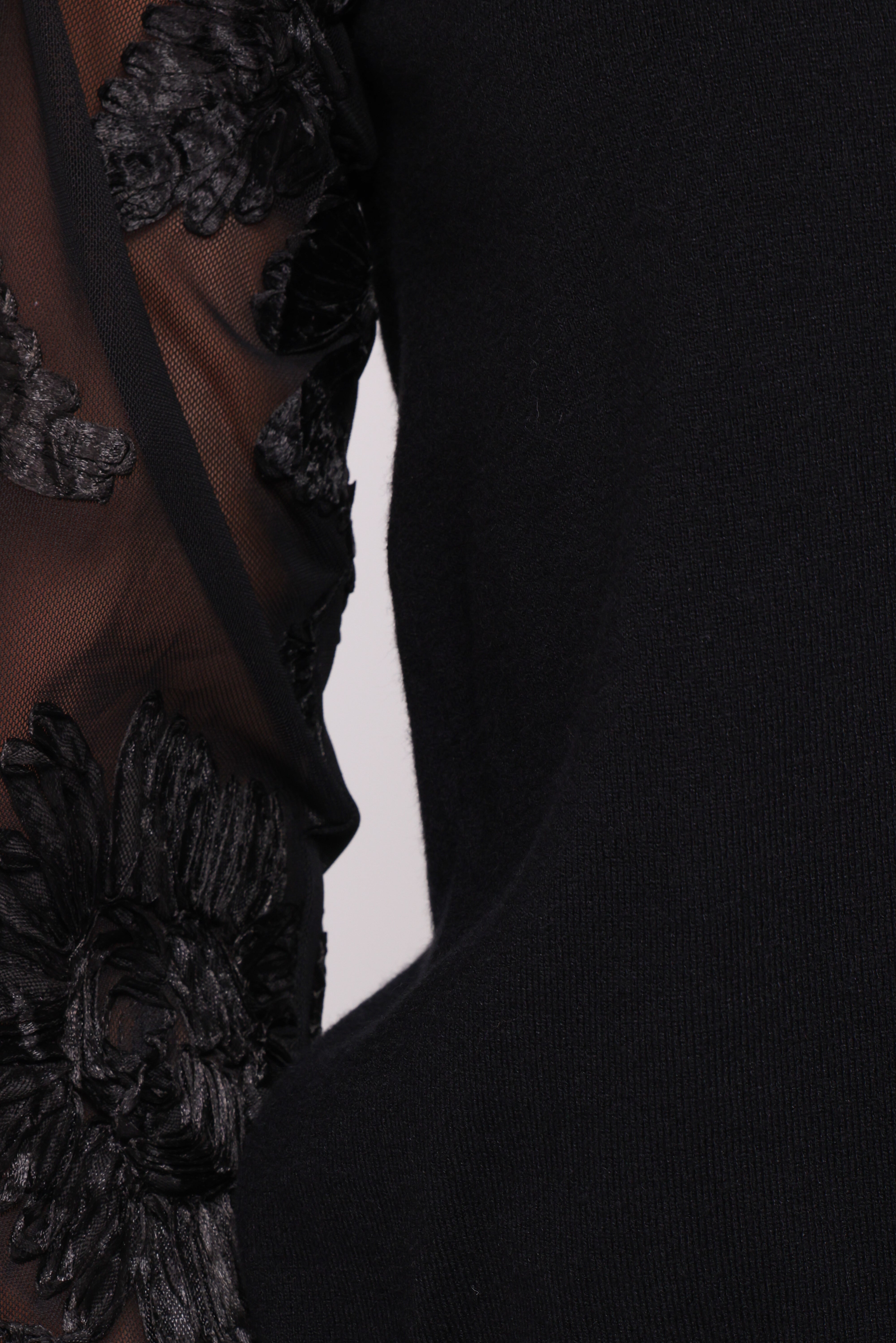 Cailin Sheer Sleeve Top - Black