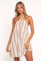 Callista Mini Dress - Beige Stripe