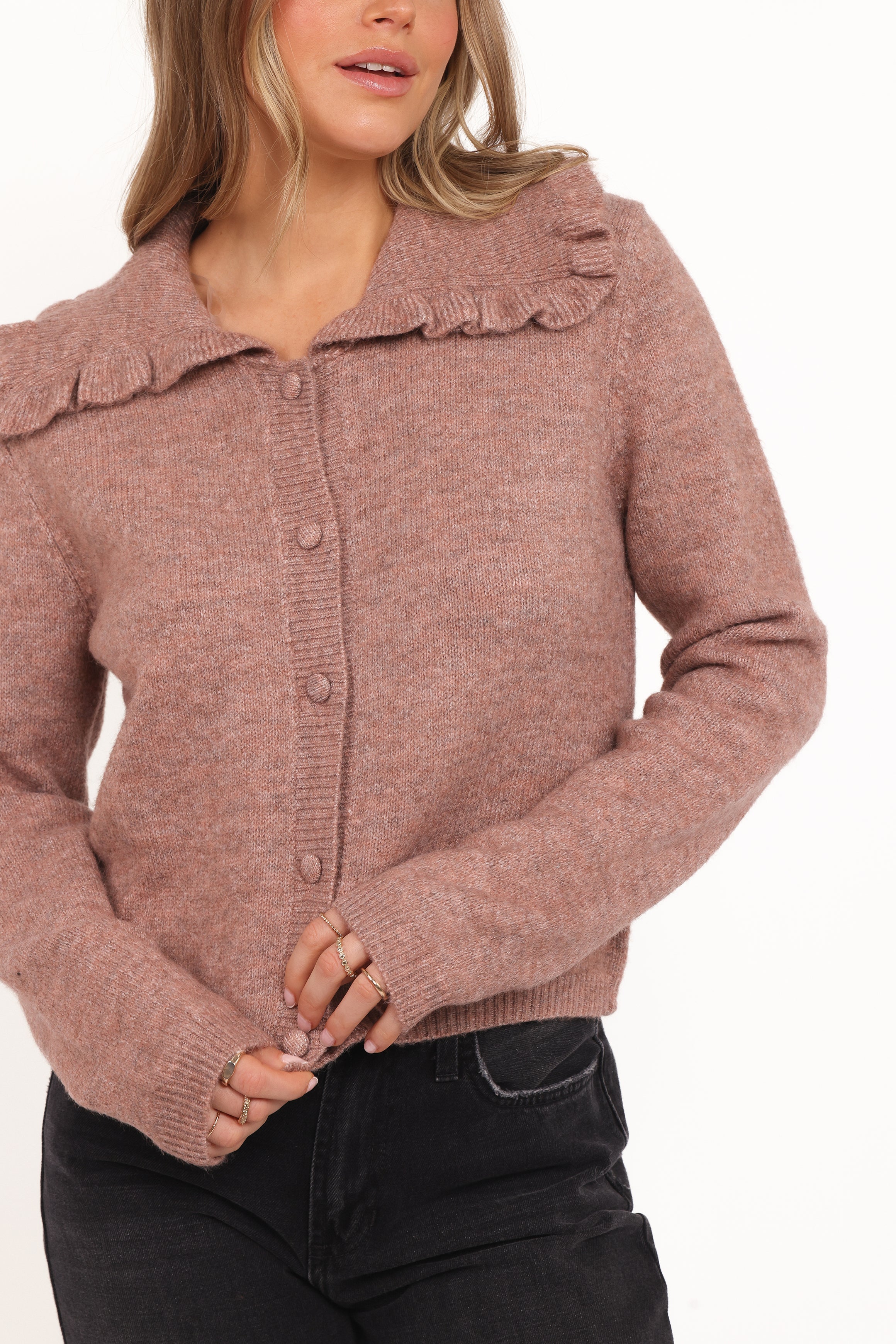 Carmello Frill Collar Cardigan - Mocha
