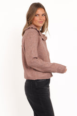 Carmello Frill Collar Cardigan - Mocha