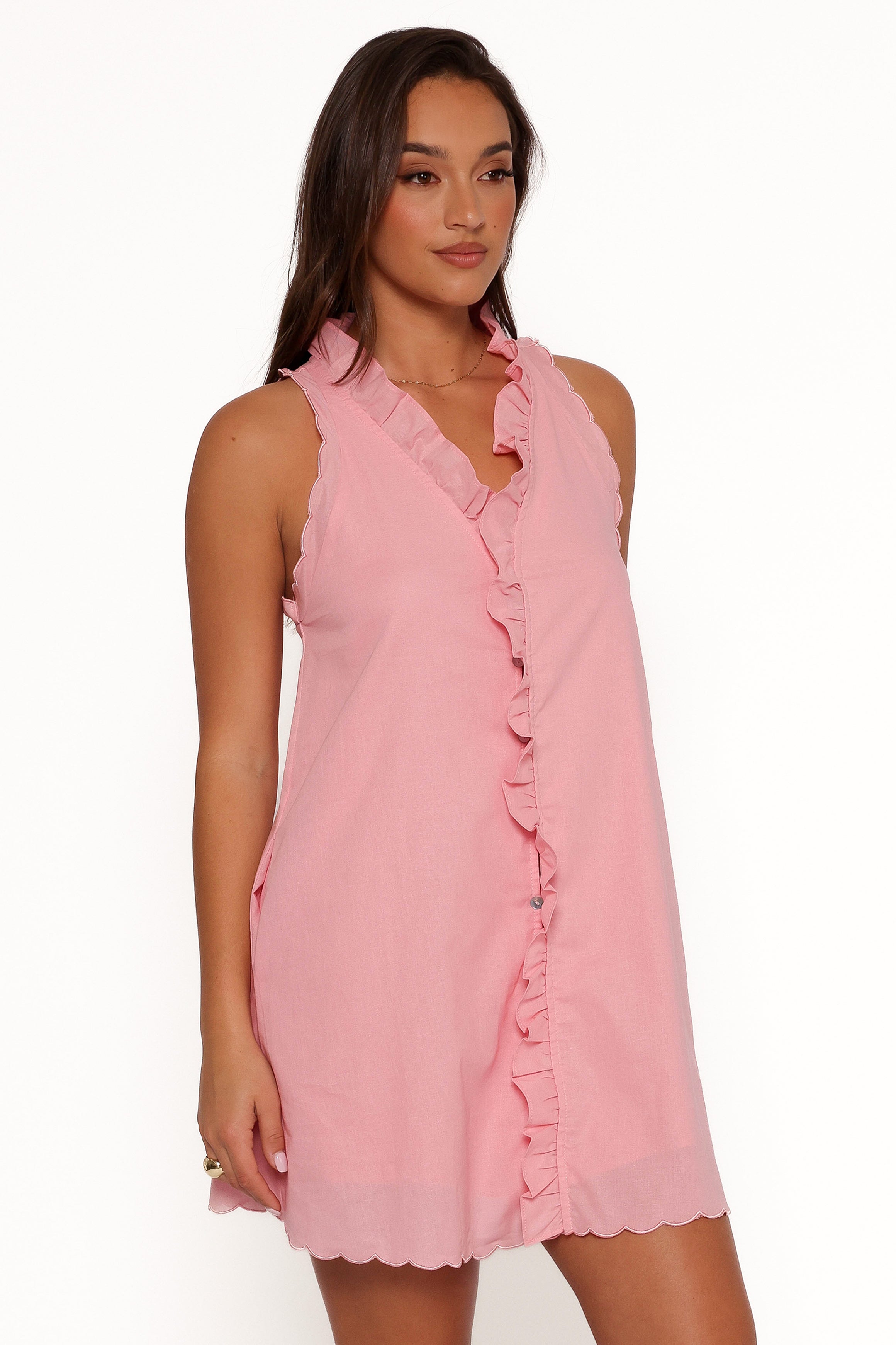 Cassandra Ruffle Mini Dress - Pale Pink