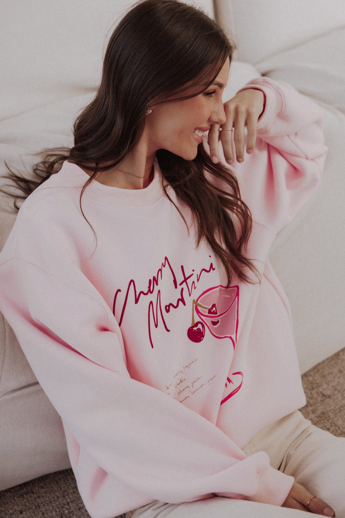 Cherry Martini Graphic Sweatshirt - Pink