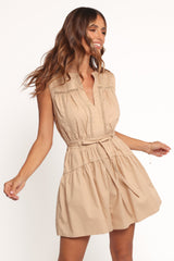 Cheyenne Tie Waist Romper - Taupe