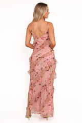 Ciao Ruffles Maxi Dress - Pale Pink Floral