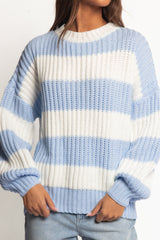 Courtney Thick Stripe Knit Sweater - Blue Cream