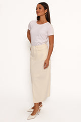 Kellen Corduroy Midi SKirt - Cream