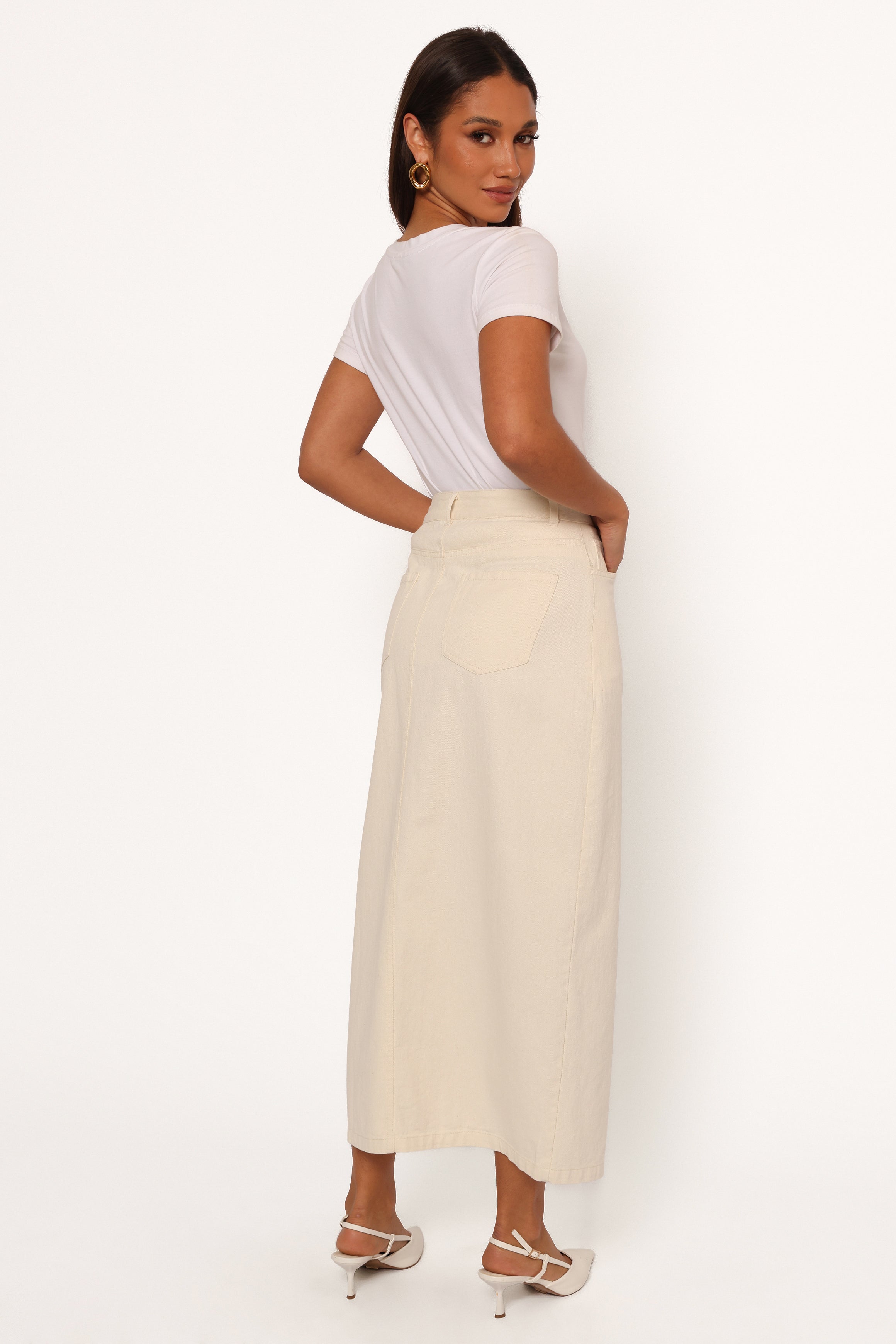 Kellen Corduroy Midi SKirt - Cream