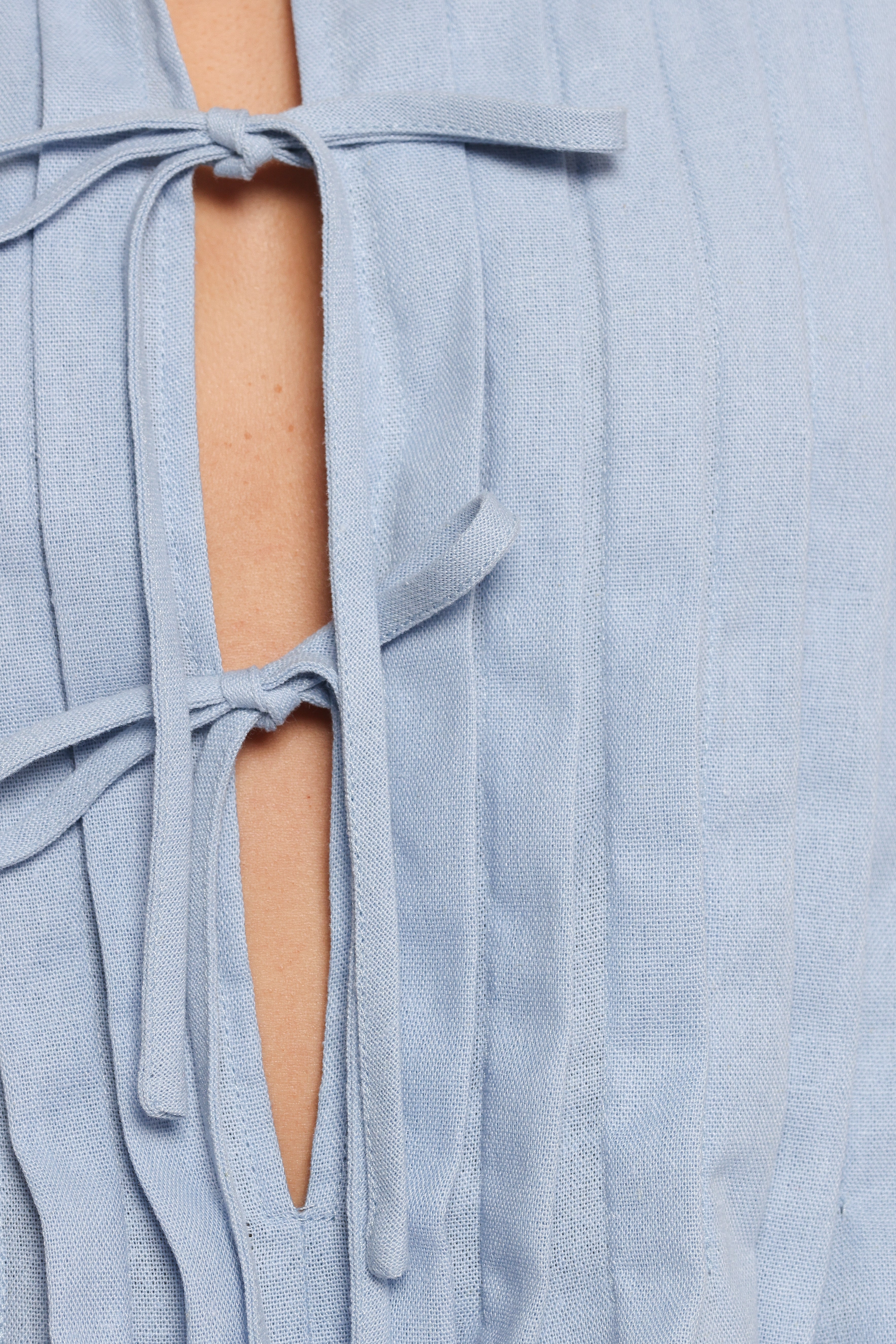 Delia Pleat Tie Top - Blue