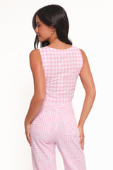Devlin Cotton Top - Pink Gingham