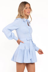 Diantha Long Sleeve Mini Dress - Blue