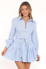 Diantha Long Sleeve Mini Dress - Blue