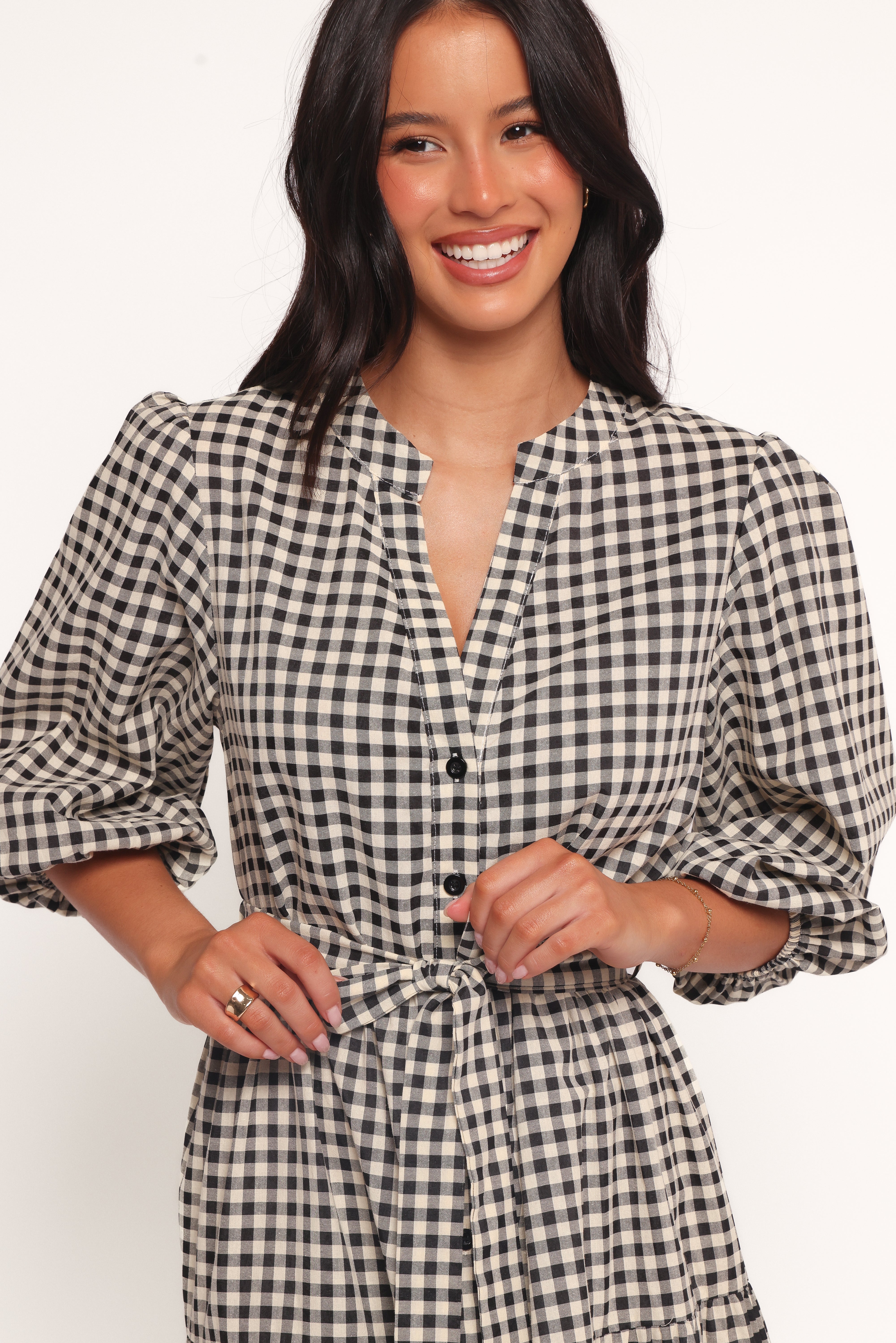 Dixon Maxi Dress - Black Cream Gingham