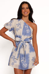 Dylan One Shoulder Mini Dress - Blue Dahlia