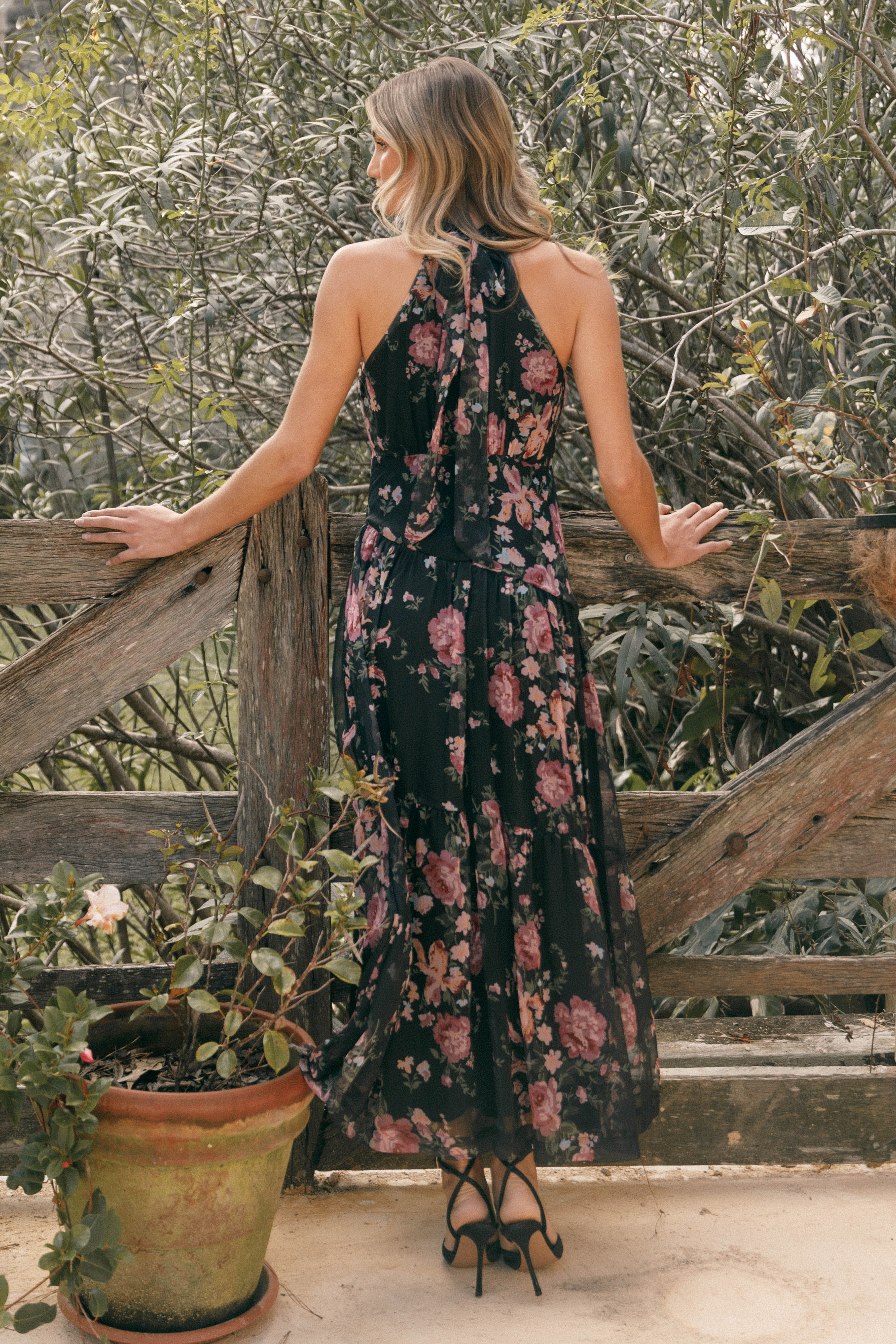 Eden Maxi Dress - Black Floral