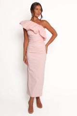 Eliya One Shoulder Frill Maxi Dress - Ballet Pink