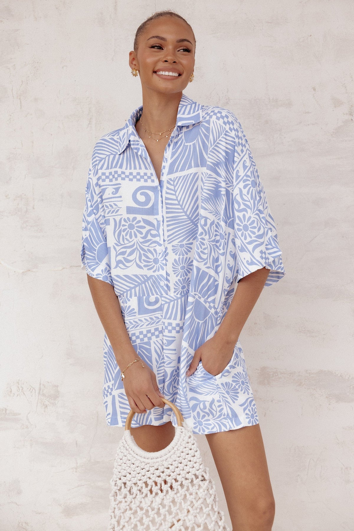 Ellisa Romper - Blue Floral