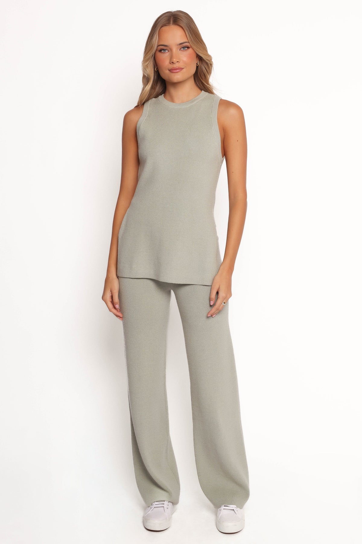 Ellory Knitted Pants Set - Light Sage