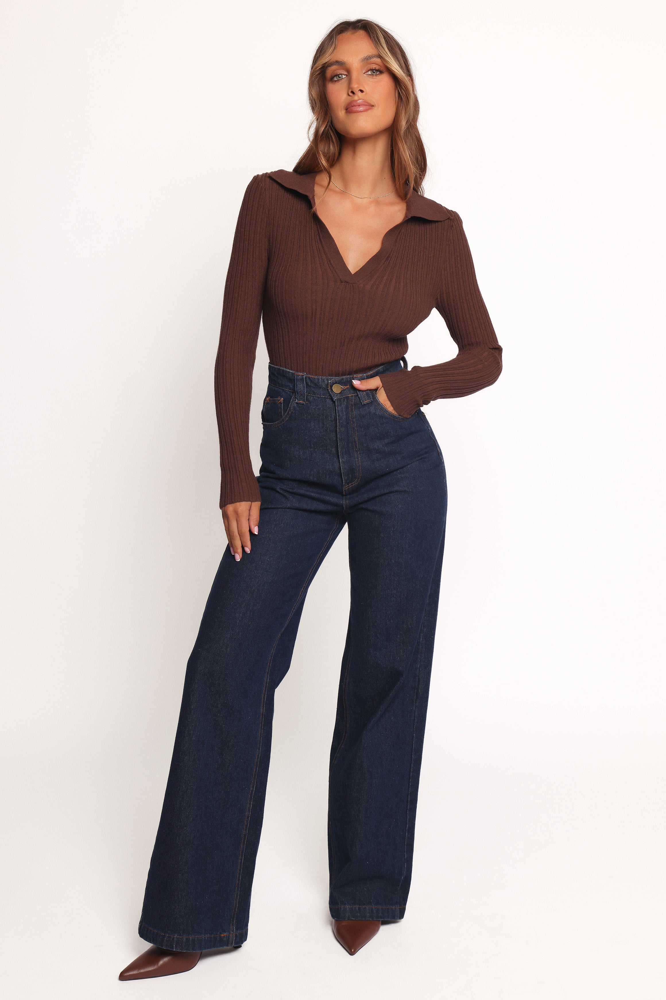 Emmerson Long Sleeve Knit Top - Chocolate