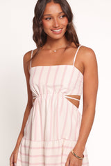 Evelin Midi Dress - Pink Stripe