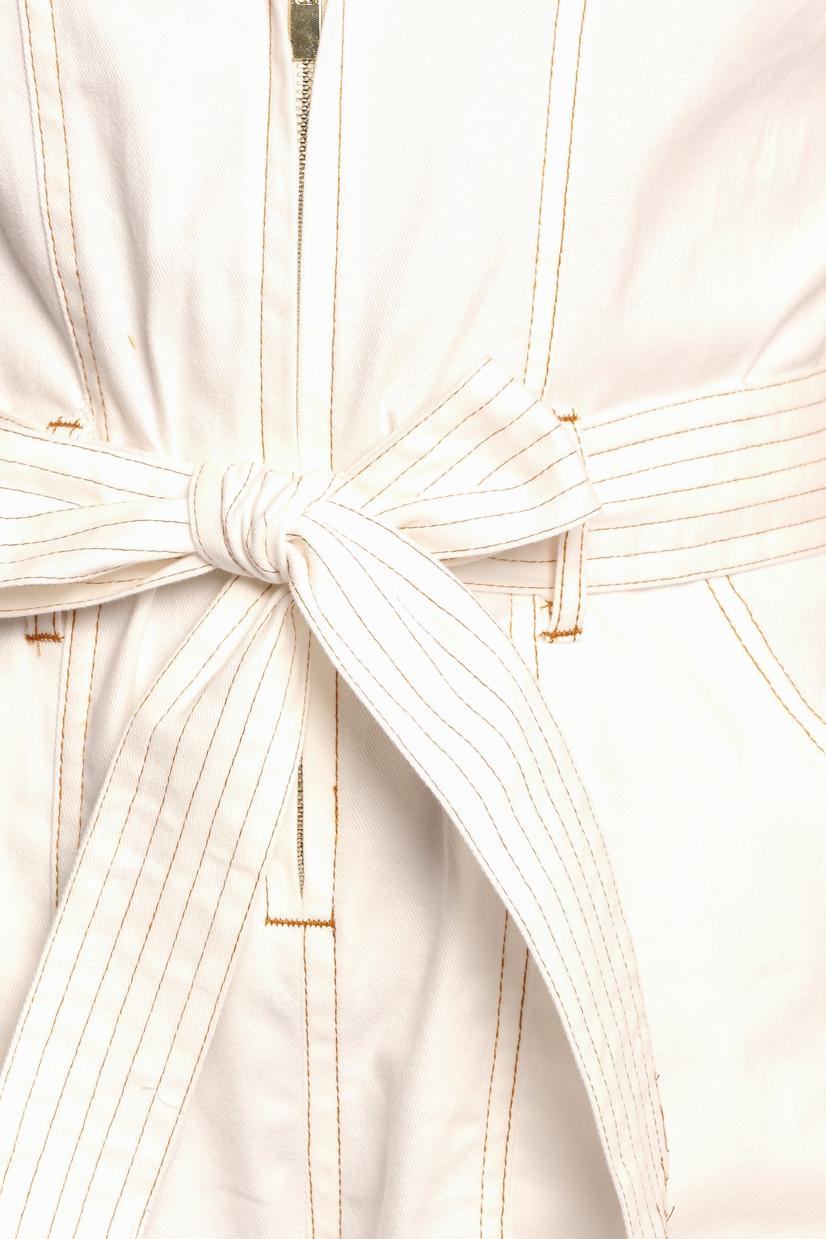 Fawn Tie Waist Romper - White