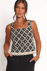 Finley Embroidered Top - Black Natural