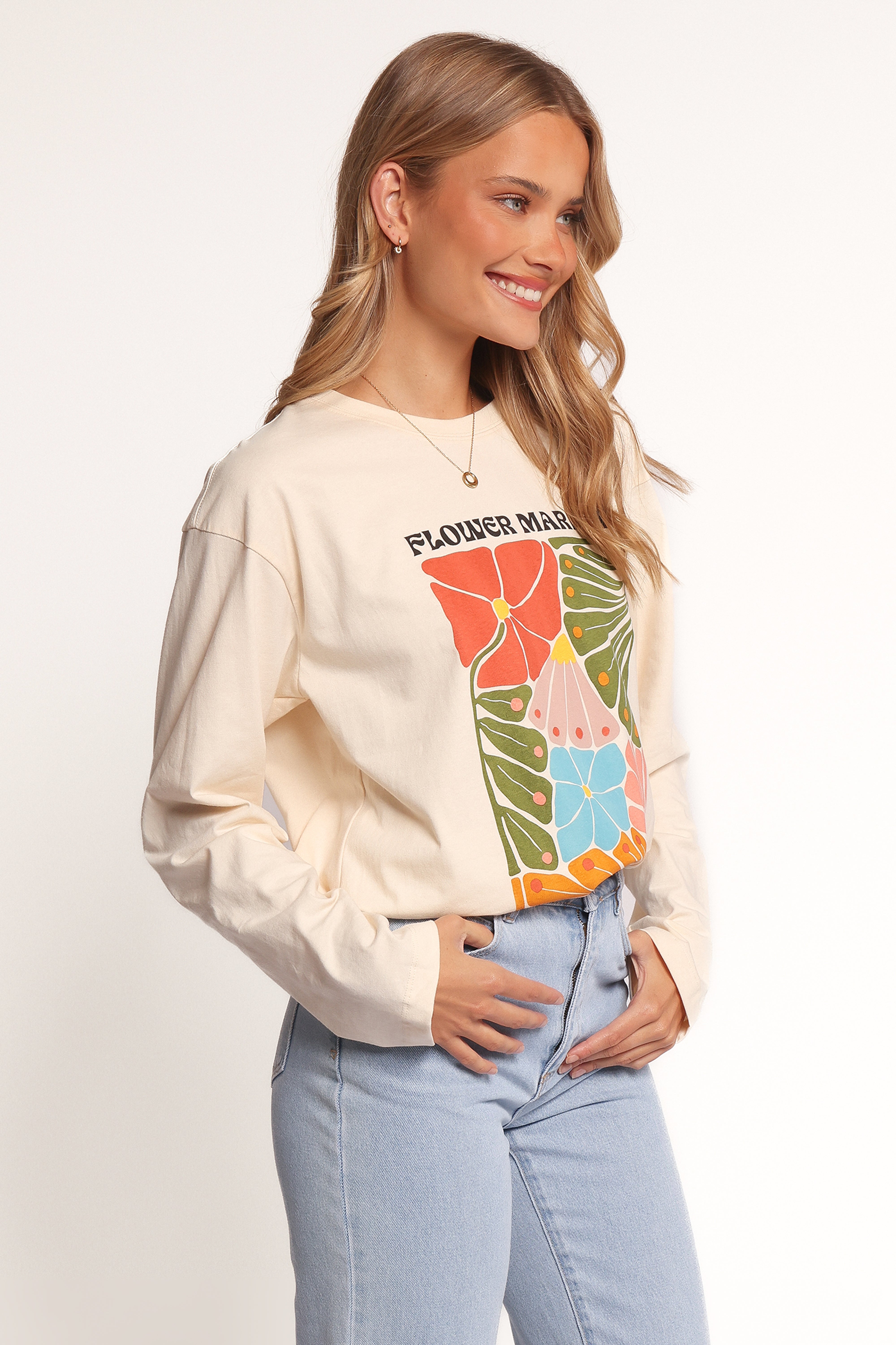 Flower Market Long Sleeve Tee - Cream