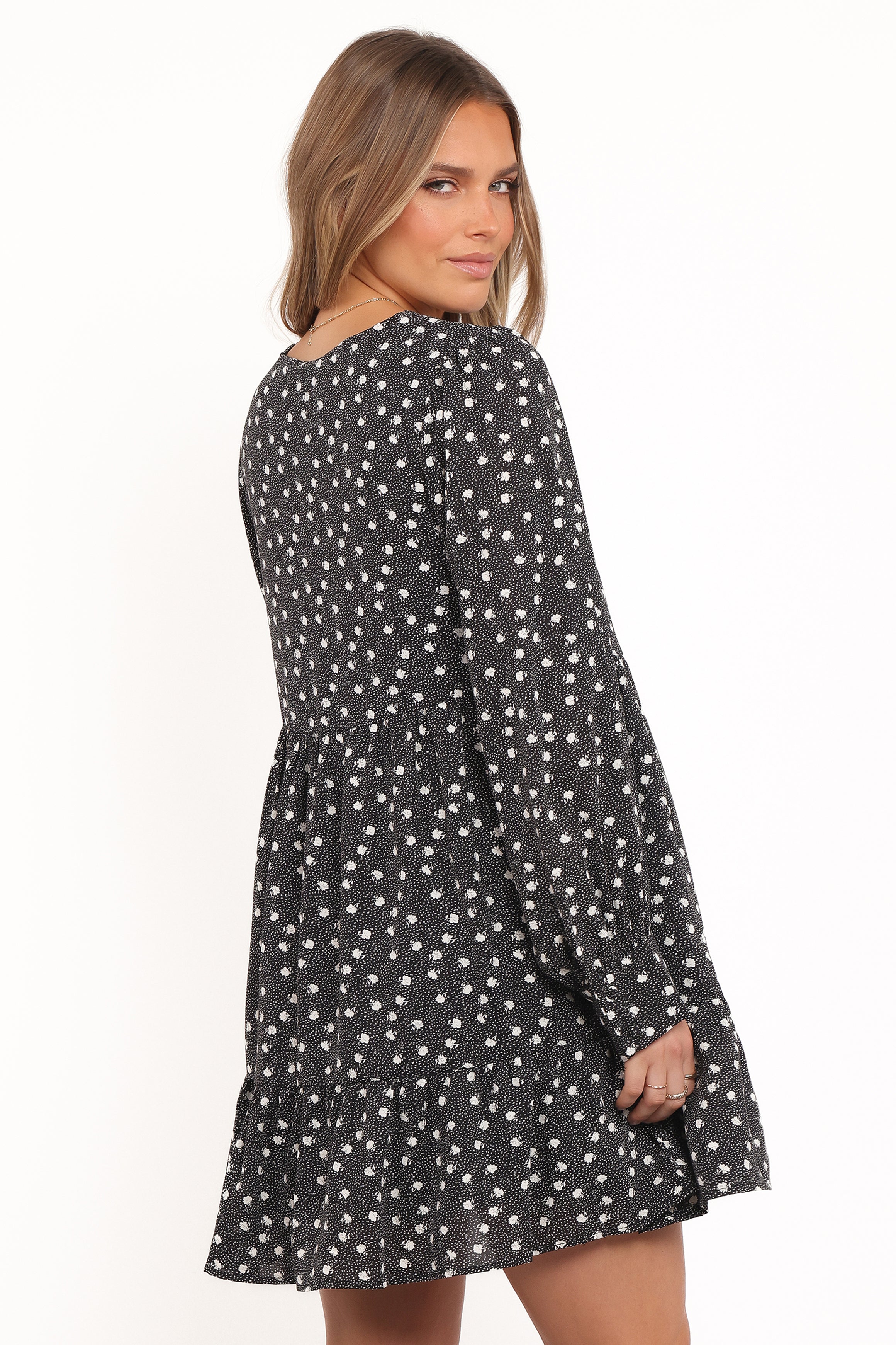 Frankie Long Sleeve Mini Dress - Black Floral