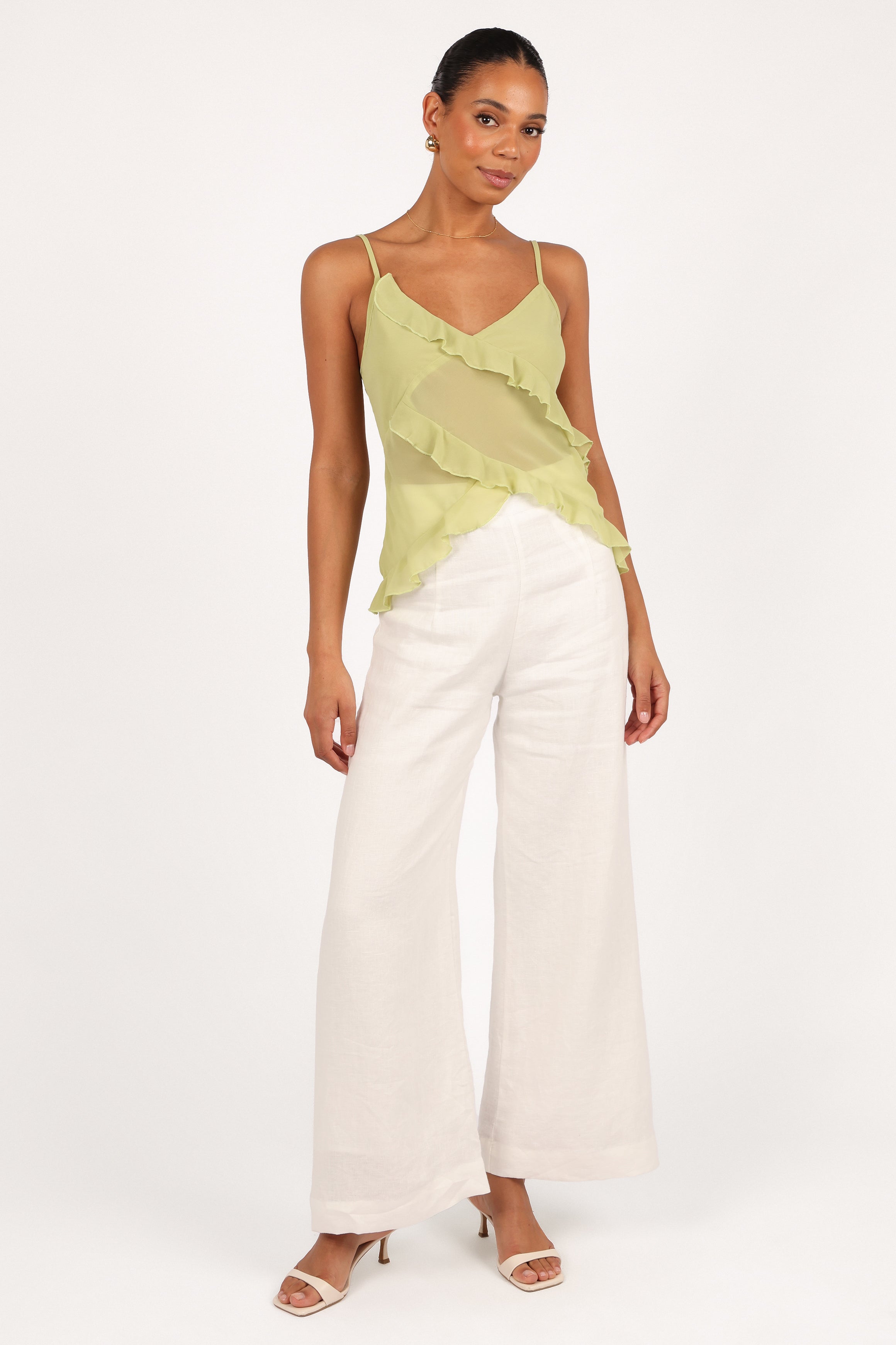 Gabrielle Ruffle Top - Meadow Green