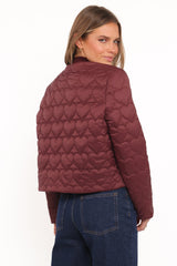 Genevieve Quilted Bomber - Cherry