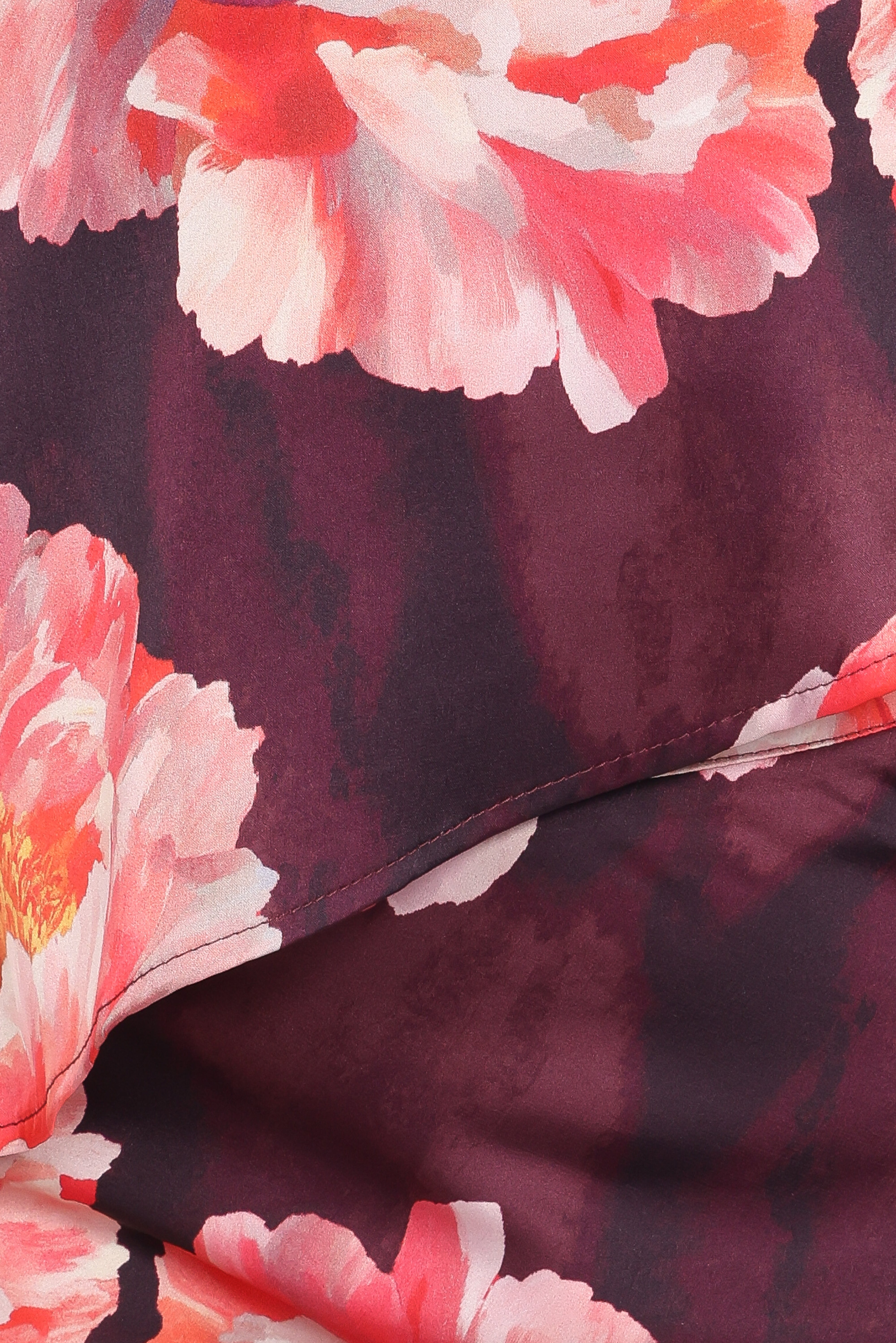 Georgina One Shoulder Skirt Set - Burgundy Peony