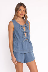 Graciana Denim Short Set - Blue