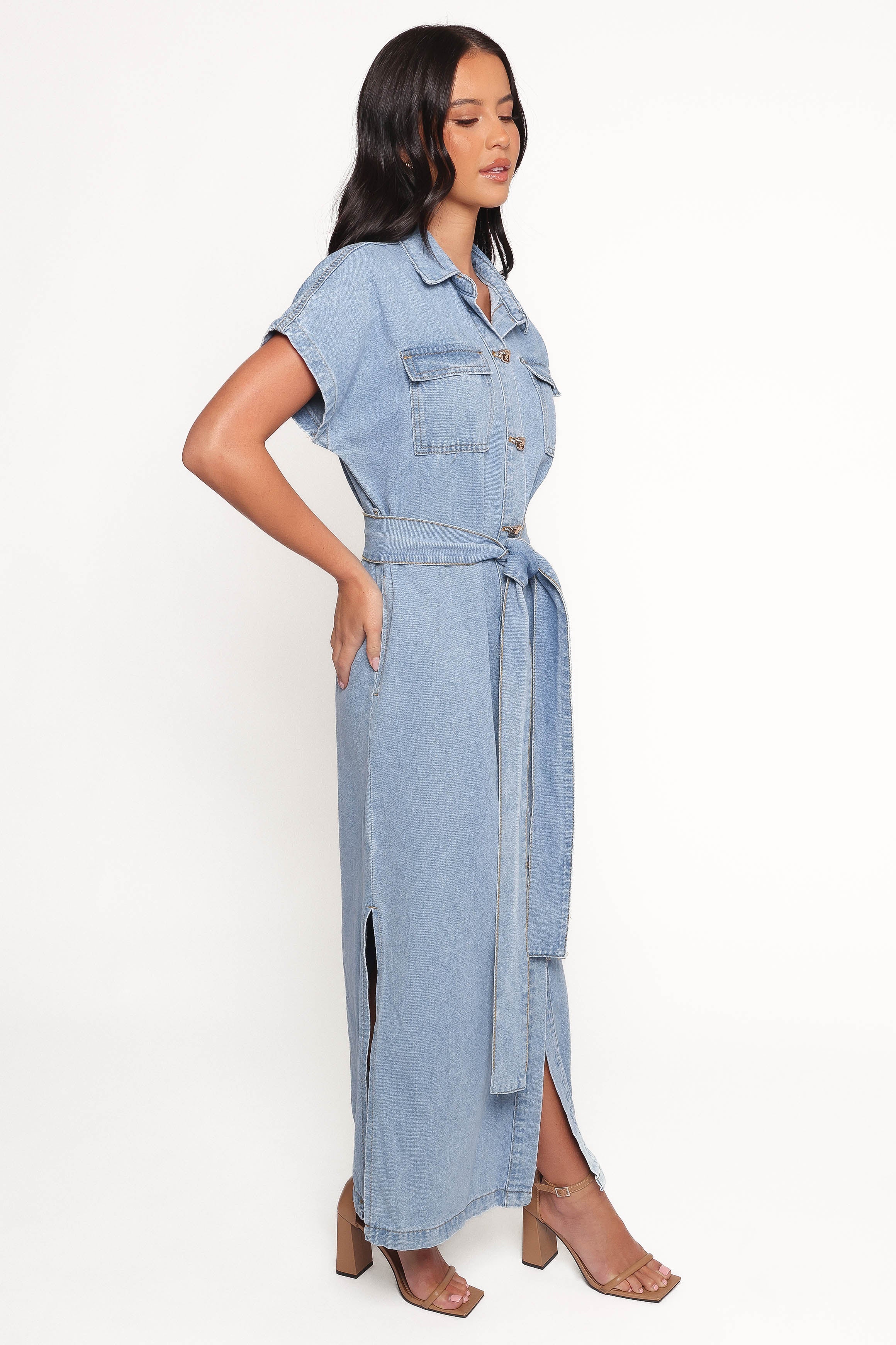 Griffin Shirt Maxi Dress - Denim