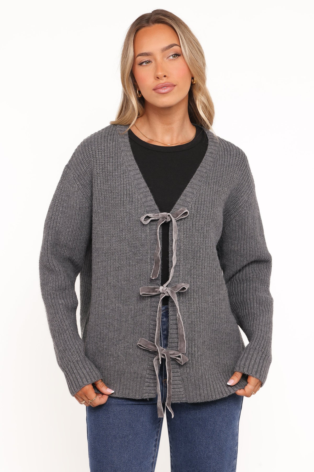 Hammond Tie Up Cardigan - Grey
