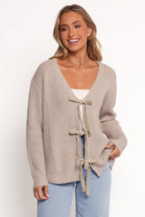 Hammond Tie Up Cardigan - Taupe