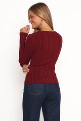 Hatte Cardigan Top - Dark Cherry