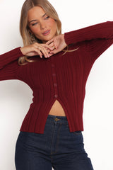 Hatte Cardigan Top - Dark Cherry