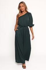 Hedda One Shoulder Jumpsuit - Emerald