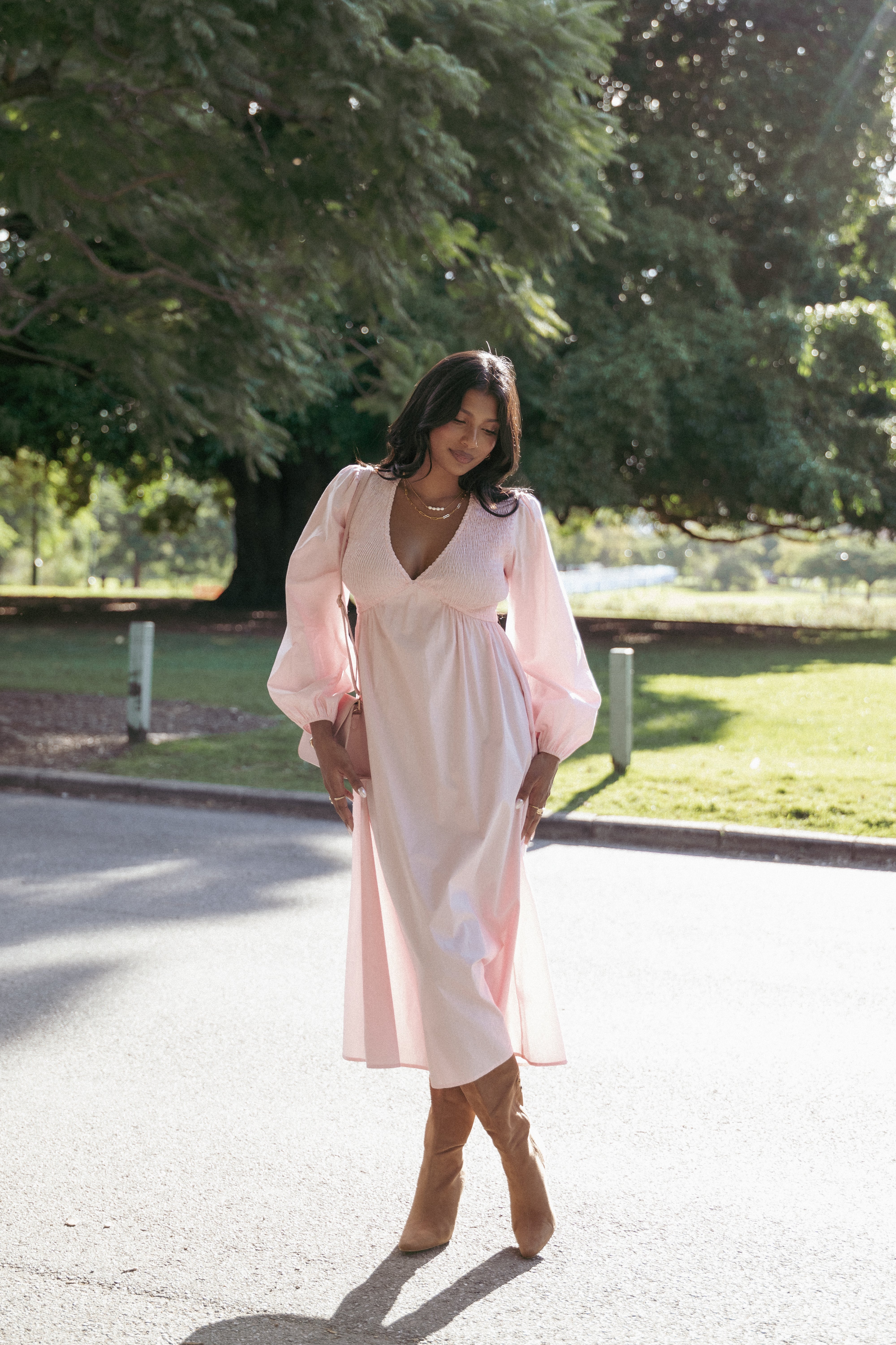 Ilyana Long Sleeve Maxi Dress - Pink