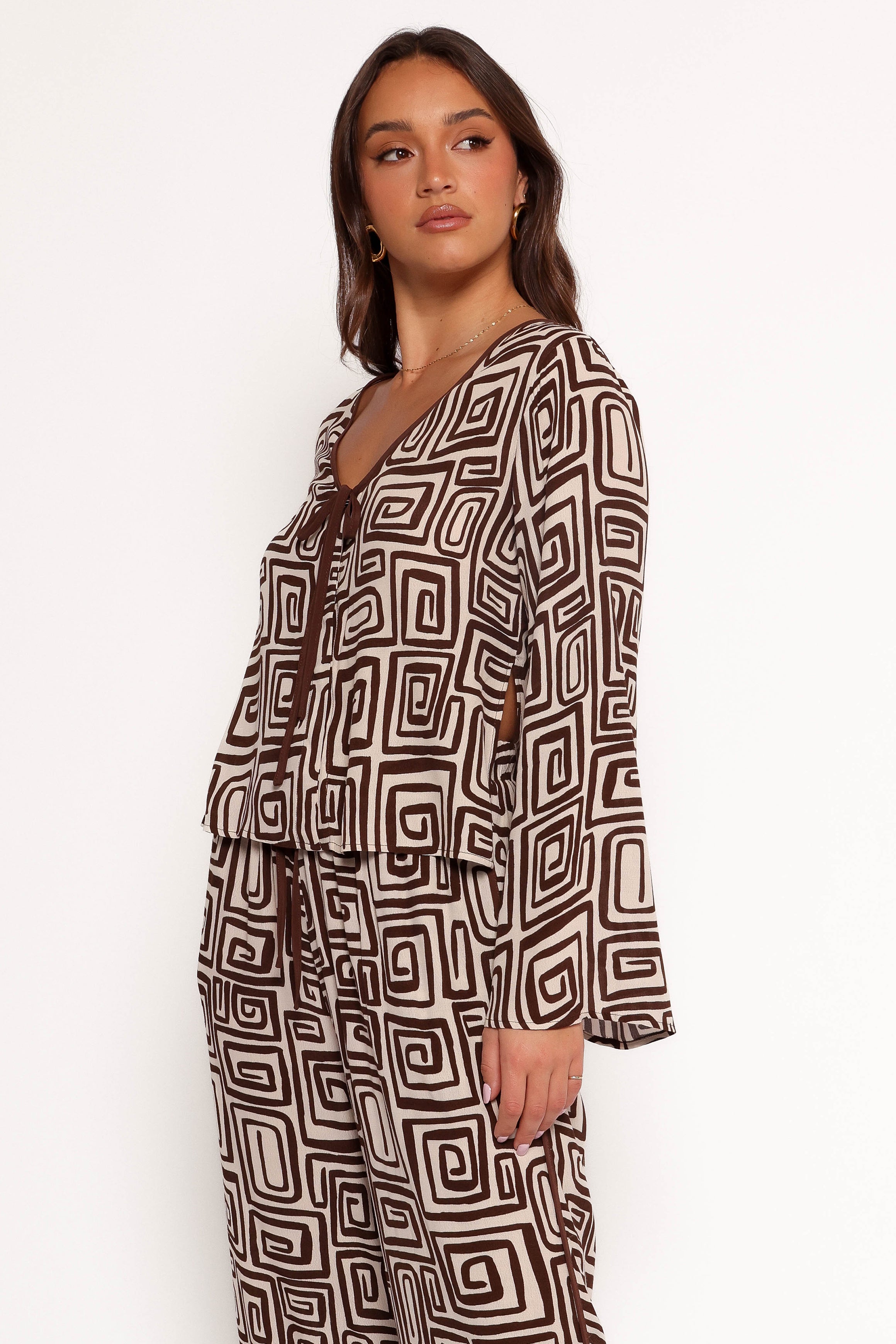 Imogen Top - Chocolate Brown Print