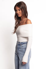 Inora Off Shoulder Knit Top - White