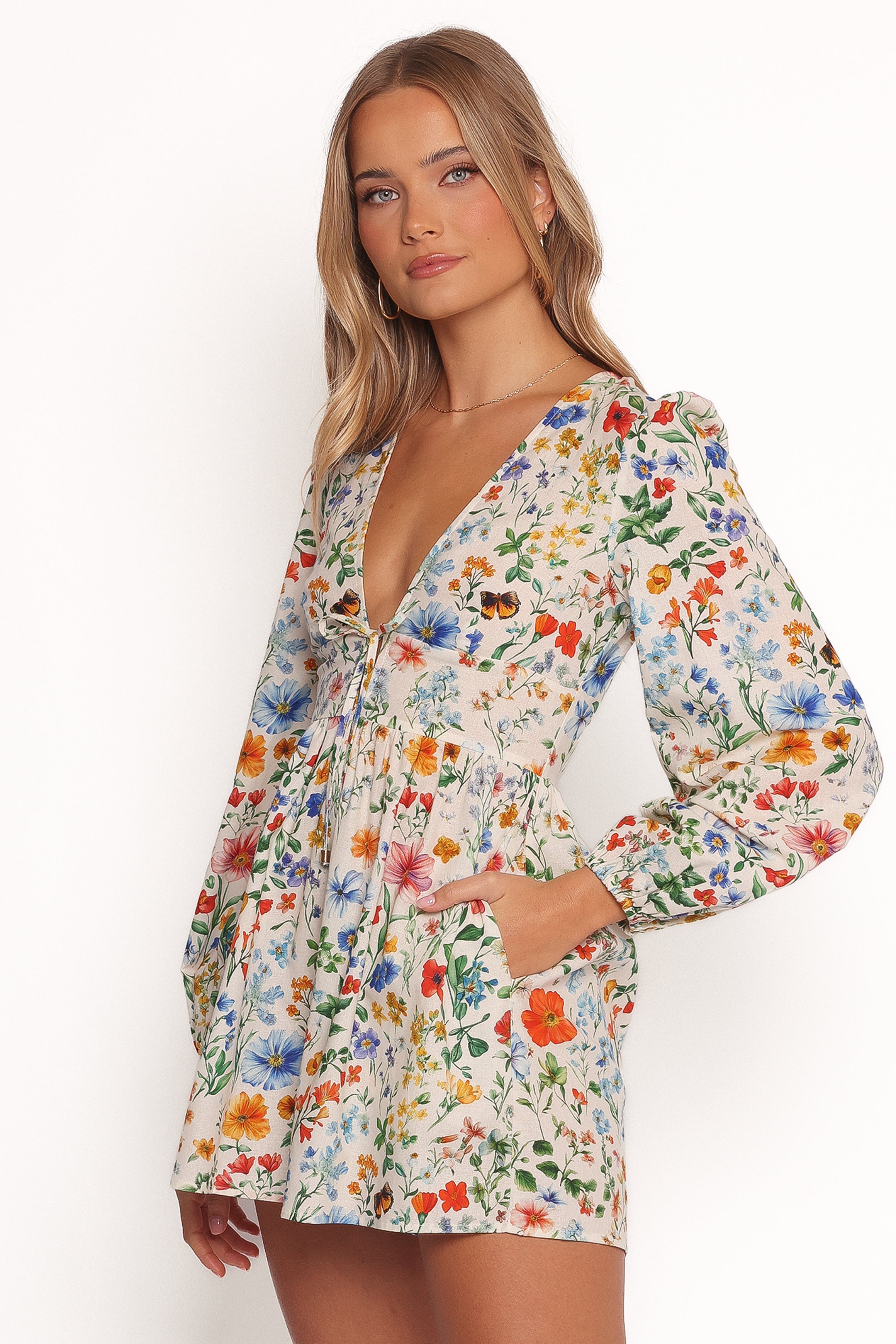 Irisa Long Sleeve Romper - Garden Floral