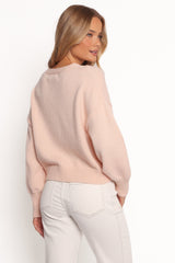 Isabel Button Front Cardigan - Pale Pink