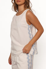 Jasinta Top - Cream Blue