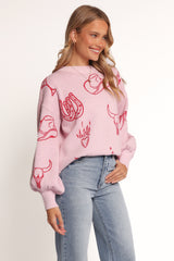 Jax Western Knit Sweater - Pink